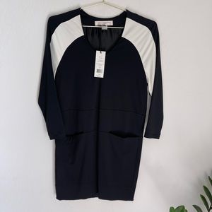 FRENCH CONNECTION Black & White Mini Shift Dress Size 2 NWT